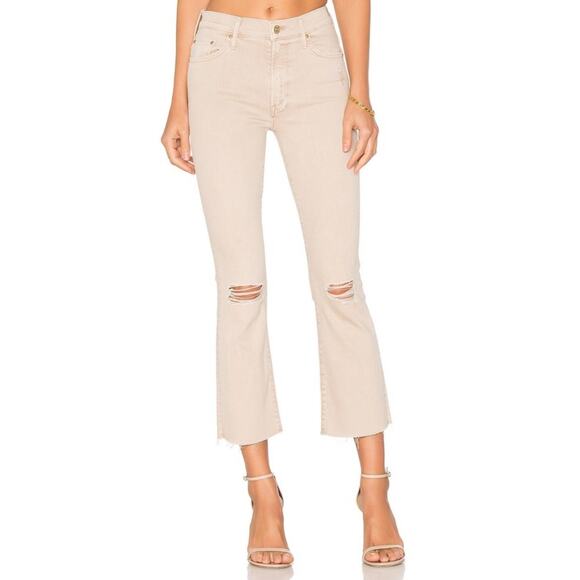 Mother The Insider Crop Fray Blow by Blow Khaki Size 28 Distressed - Picture 1 of 12